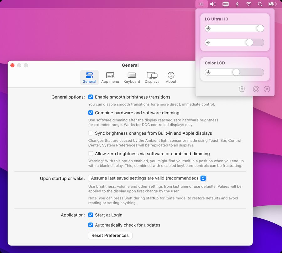 Monitor Control external display screenshot